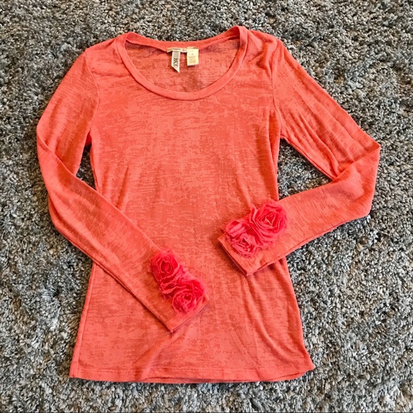 BKE Tops - 5/$25 | BKE Orange Long Sleeve Floral Top - Medium